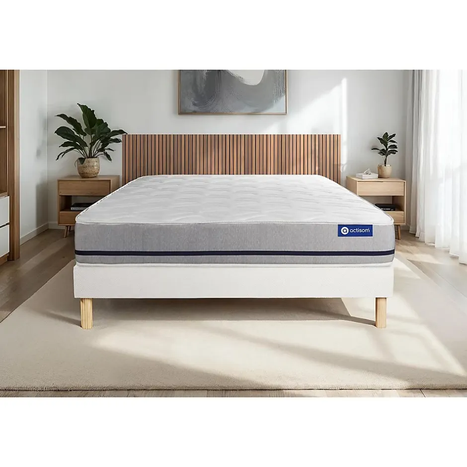 Actisom Ensemble Mémoire de forme de confort Mi-ferme avec sommier kit New