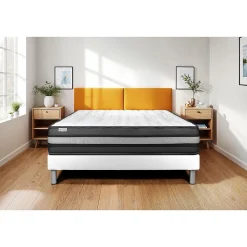 Vitalit Ensemble Mousse polyuréthane à mémoire de forme de confort Ferme avec sommier tapissier Discount