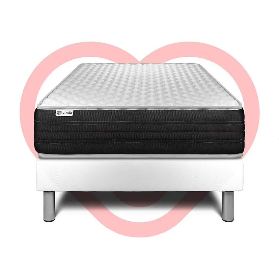 Vitalit Ensemble Mousse polyuréthane à mémoire de forme de confort Ferme avec sommier tapissier Discount
