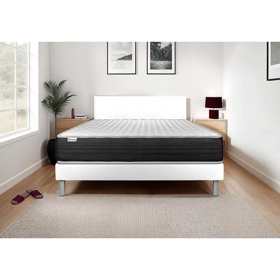 Vitalit Ensemble Mousse polyuréthane à mémoire de forme de confort Ferme avec sommier tapissier Discount