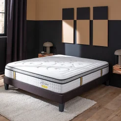 Bellecour Ensemble Reina 2.0 160x200 cm Matelas Ressorts ensachés + Sommier Bois