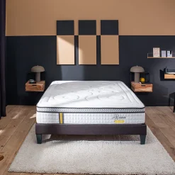 Bellecour Ensemble Reina 2.0 140x190 cm Matelas Ressorts ensachés + Sommier Bois
