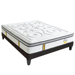 Bellecour Ensemble Reina 2.0 90x200 cm Matelas Ressorts ensachés + Sommier Bois