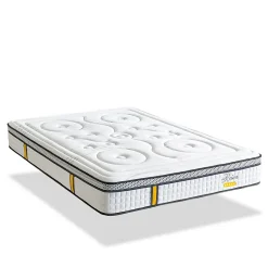 Bellecour Ensemble Reina 2.0 90x200 cm Matelas Ressorts ensachés + Sommier Bois