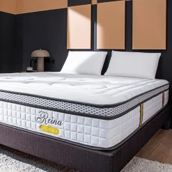 Bellecour Ensemble Reina 2.0 90x200 cm Matelas Ressorts ensachés + Sommier Bois