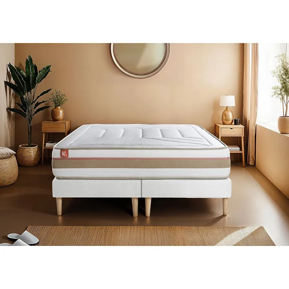 Marmottes & Co Ensemble Ressorts ensachés et mémoire de forme de confort Equilibré avec sommier tapissier Sale