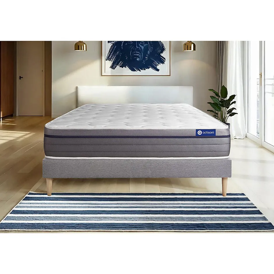 Actisom Ensemble Ressorts ensachés et mémoire de forme de confort Equilibré avec sommier kit Discount