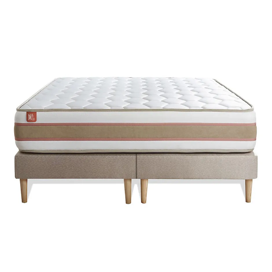 Marmottes & Co Ensemble Ressorts ensachés et mémoire de forme de confort Equilibré avec sommier tapissier