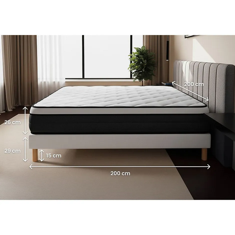 Prestige Literie Ensemble Ressorts ensachés et mémoire de forme de confort Equilibré avec sommier kit