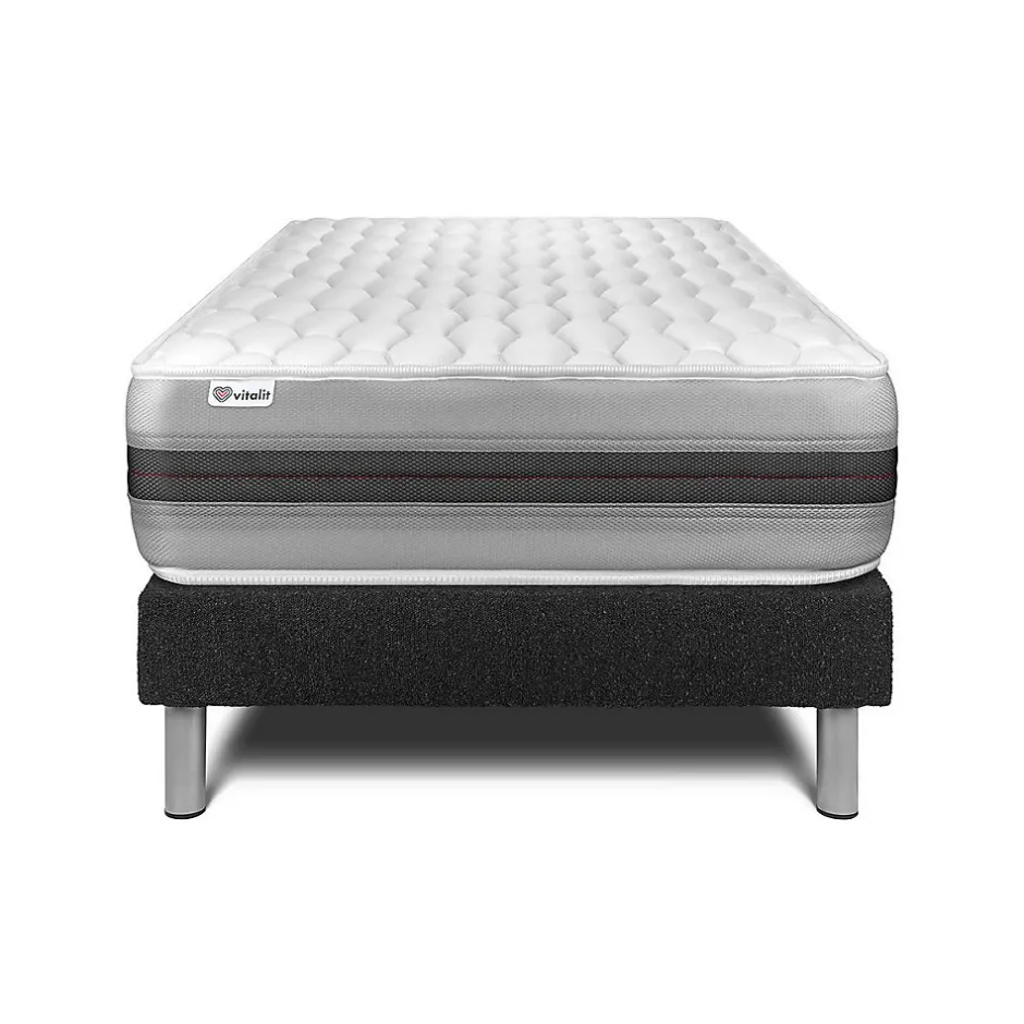 Vitalit Ensemble Ressorts ensachés et mémoire de forme de confort Equilibré avec sommier tapissier New