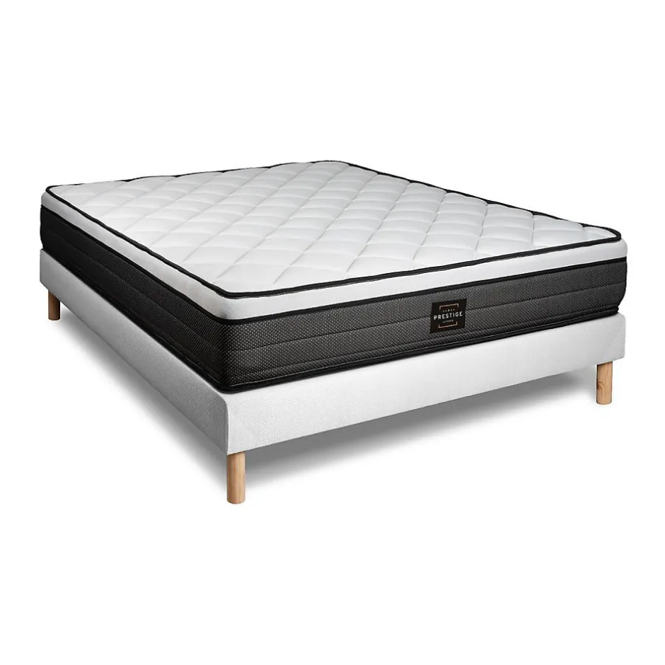 Prestige Literie Ensemble Ressorts ensachés et mémoire de forme de confort Equilibré avec sommier tapissier