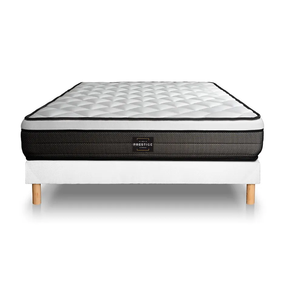 Prestige Literie Ensemble Ressorts ensachés et mémoire de forme de confort Equilibré avec sommier tapissier