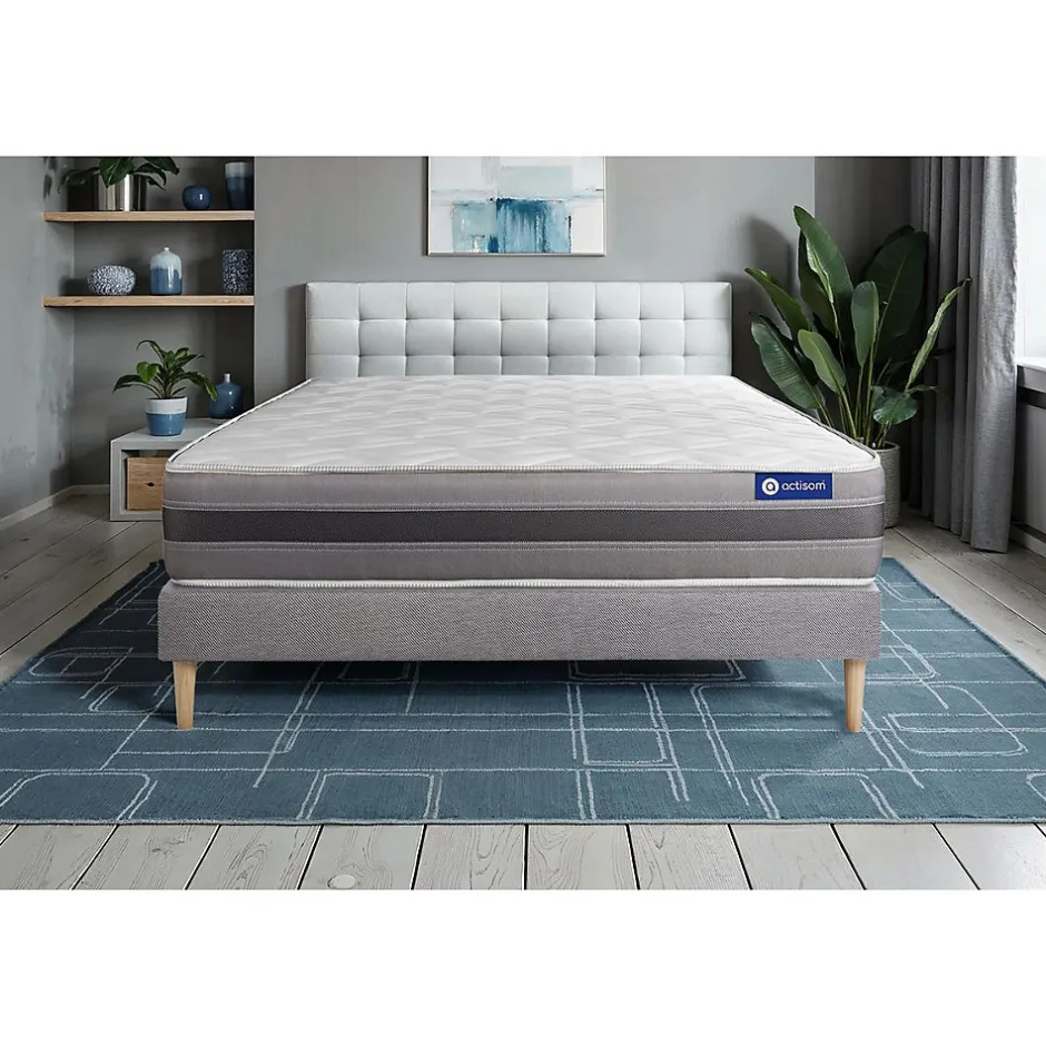 Actisom Ensemble Ressorts ensachés et mémoire de forme de confort Mi-ferme avec sommier kit