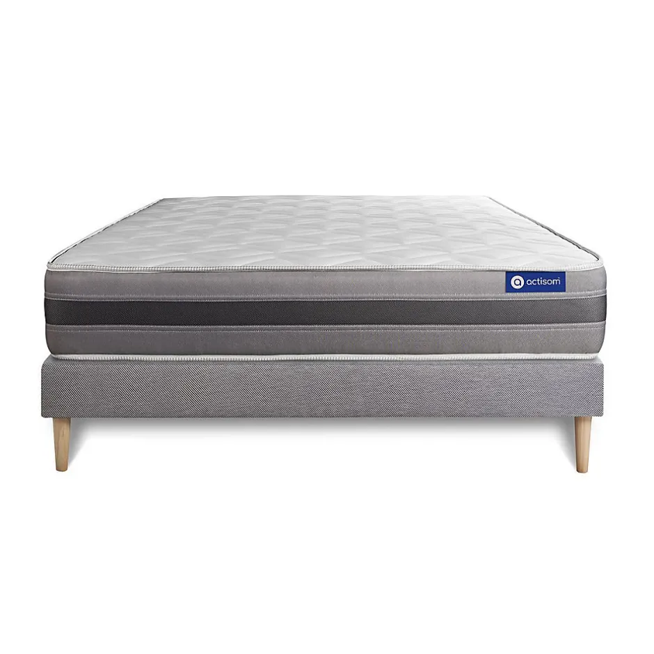 Actisom Ensemble Ressorts ensachés et mémoire de forme de confort Mi-ferme avec sommier kit