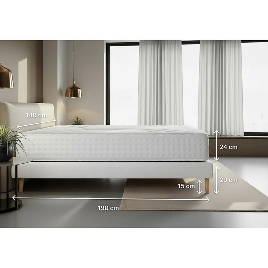Litier Deluxe Ensemble Ressorts ensachés et mémoire de forme de confort Ferme avec sommier tapissier