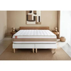 Marmottes & Co Ensemble Ressorts ensachés et mémoire de forme de confort Equilibré avec sommier tapissier New