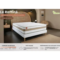 Marmottes & Co Ensemble Ressorts ensachés et mémoire de forme de confort Equilibré avec sommier tapissier New