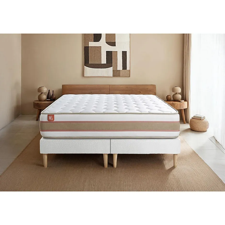 Marmottes & Co Ensemble Ressorts ensachés et mémoire de forme de confort Equilibré avec sommier tapissier Sale