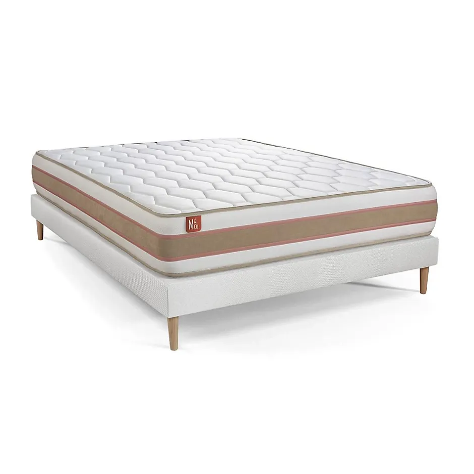 Marmottes & Co Ensemble Ressorts ensachés et mémoire de forme de confort Equilibré avec sommier kit Outlet