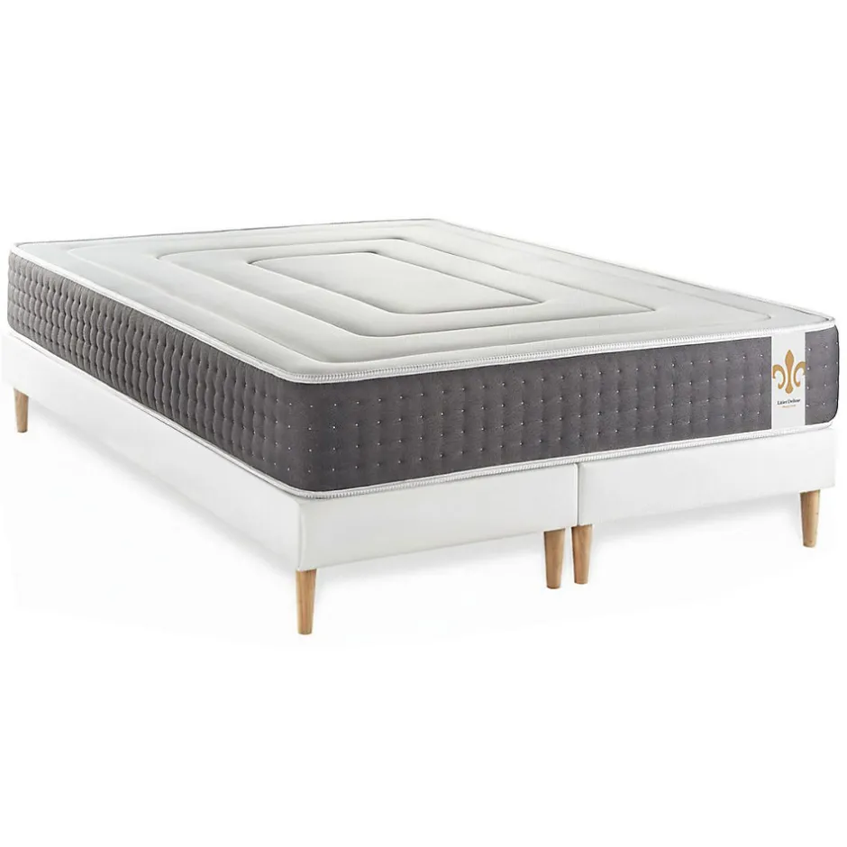 Litier Deluxe Ensemble Ressorts ensachés et mémoire de forme de confort Ferme avec sommier tapissier