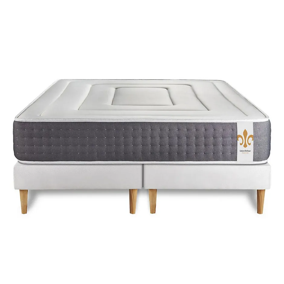 Litier Deluxe Ensemble Ressorts ensachés et mémoire de forme de confort Ferme avec sommier tapissier