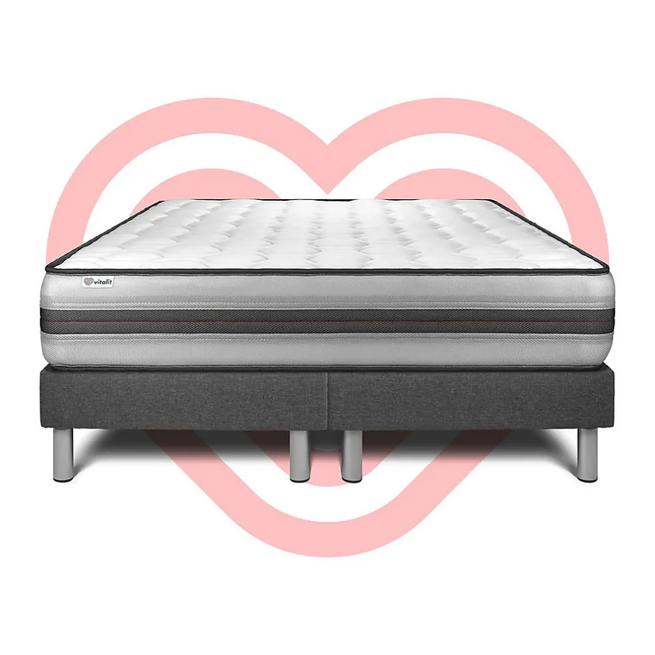 Vitalit Ensemble Ressorts ensachés et mémoire de forme de confort Equilibré avec sommier tapissier