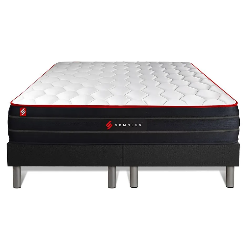Somness Ensemble Ressorts ensachés et mémoire de forme de confort Equilibré avec sommier tapissier New