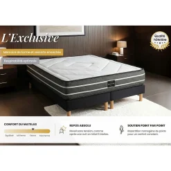 Prestige Literie Ensemble Ressorts ensachés et mémoire de forme de confort Ferme avec sommier tapissier
