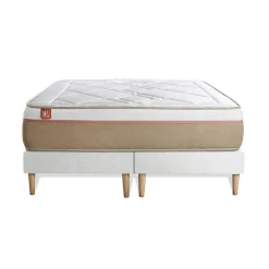 Marmottes & Co Ensemble Ressorts ensachés et mémoire de forme de confort Equilibré avec sommier tapissier