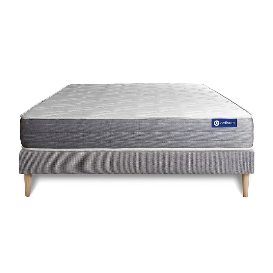 Actisom Ensemble Ressorts ensachés et mémoire de forme de confort Mi-ferme avec sommier kit
