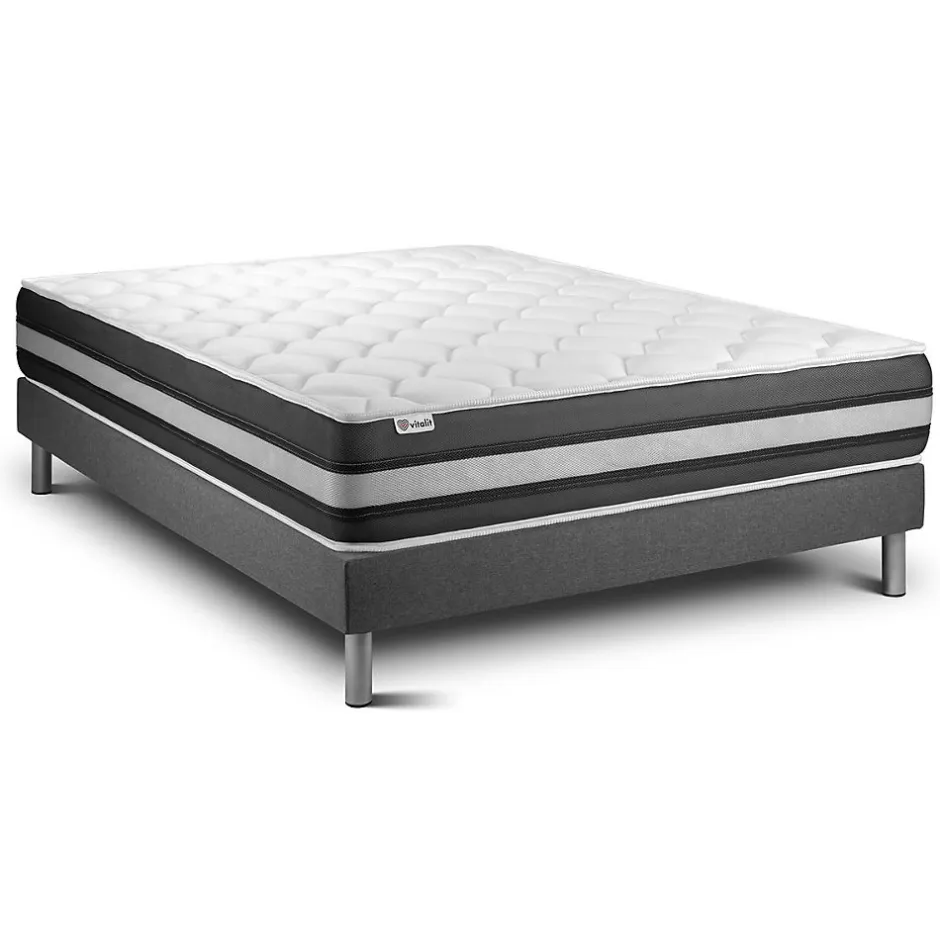 Vitalit Ensemble Ressorts ensachés et mémoire de forme de confort Ferme avec sommier tapissier