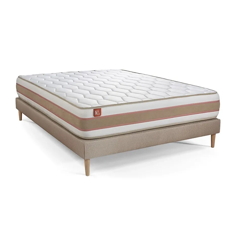 Marmottes & Co Ensemble Ressorts ensachés et mémoire de forme de confort Equilibré avec sommier tapissier New