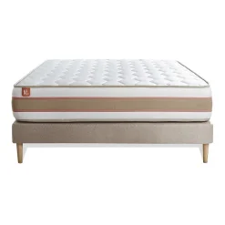 Marmottes & Co Ensemble Ressorts ensachés et mémoire de forme de confort Equilibré avec sommier tapissier New
