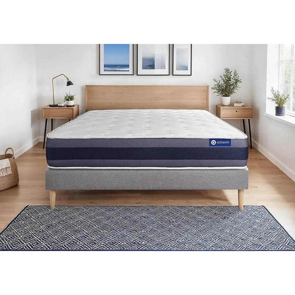 Actisom Ensemble Ressorts ensachés et mémoire de forme de confort Equilibré avec sommier kit