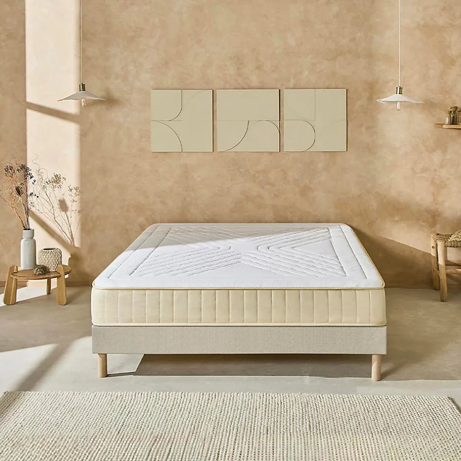 Nuit De Coton Ensemble Symphonie 2.0 140x190 cm Matelas Mousse + Sommier Bois