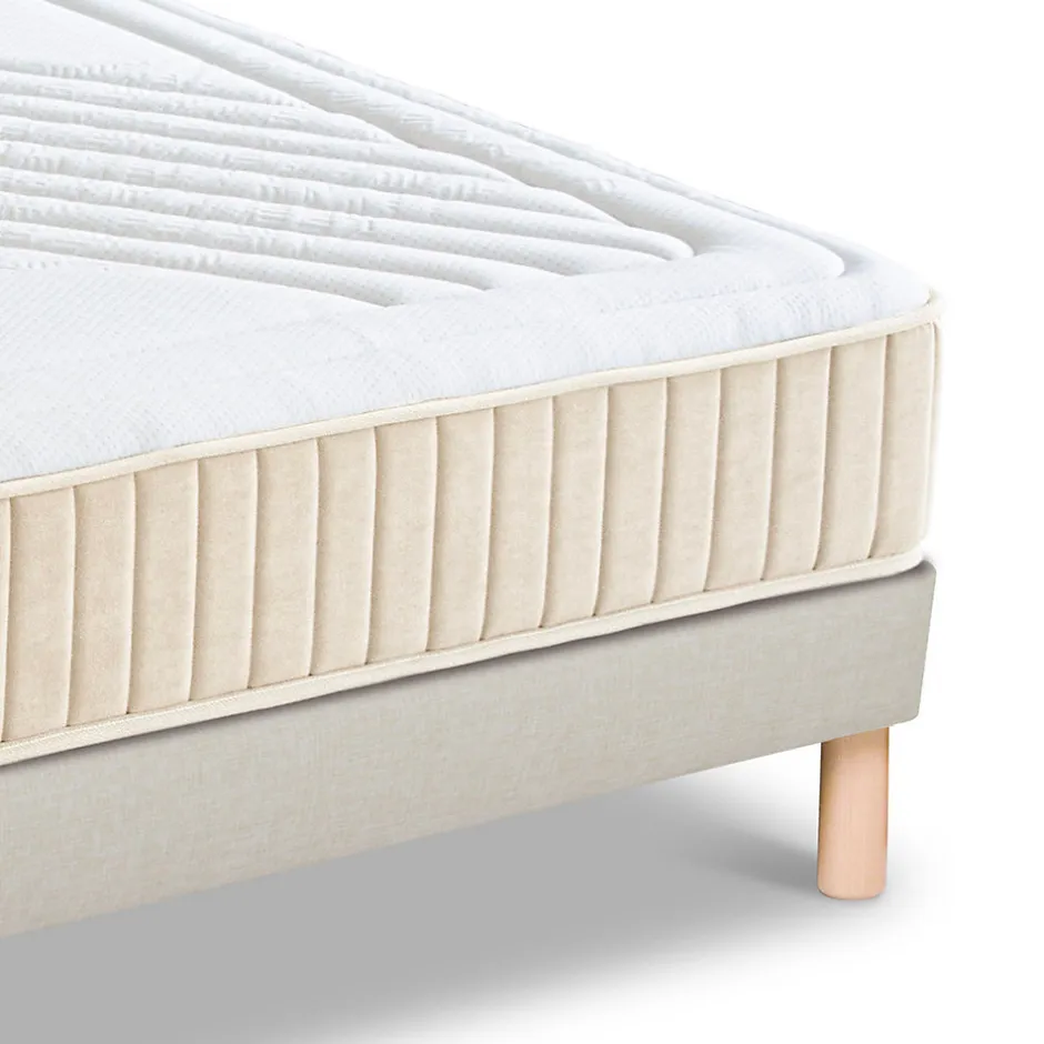 Nuit De Coton Ensemble Symphonie 2.0 140x190 cm Matelas Mousse + Sommier Bois