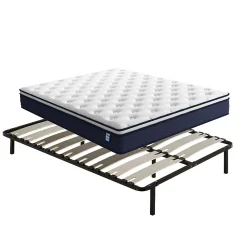 Teeno Ensemble 140x190 cm Matelas à ressorts + Sommier avec lattes larges, Epaisseur du Matelas 25cm