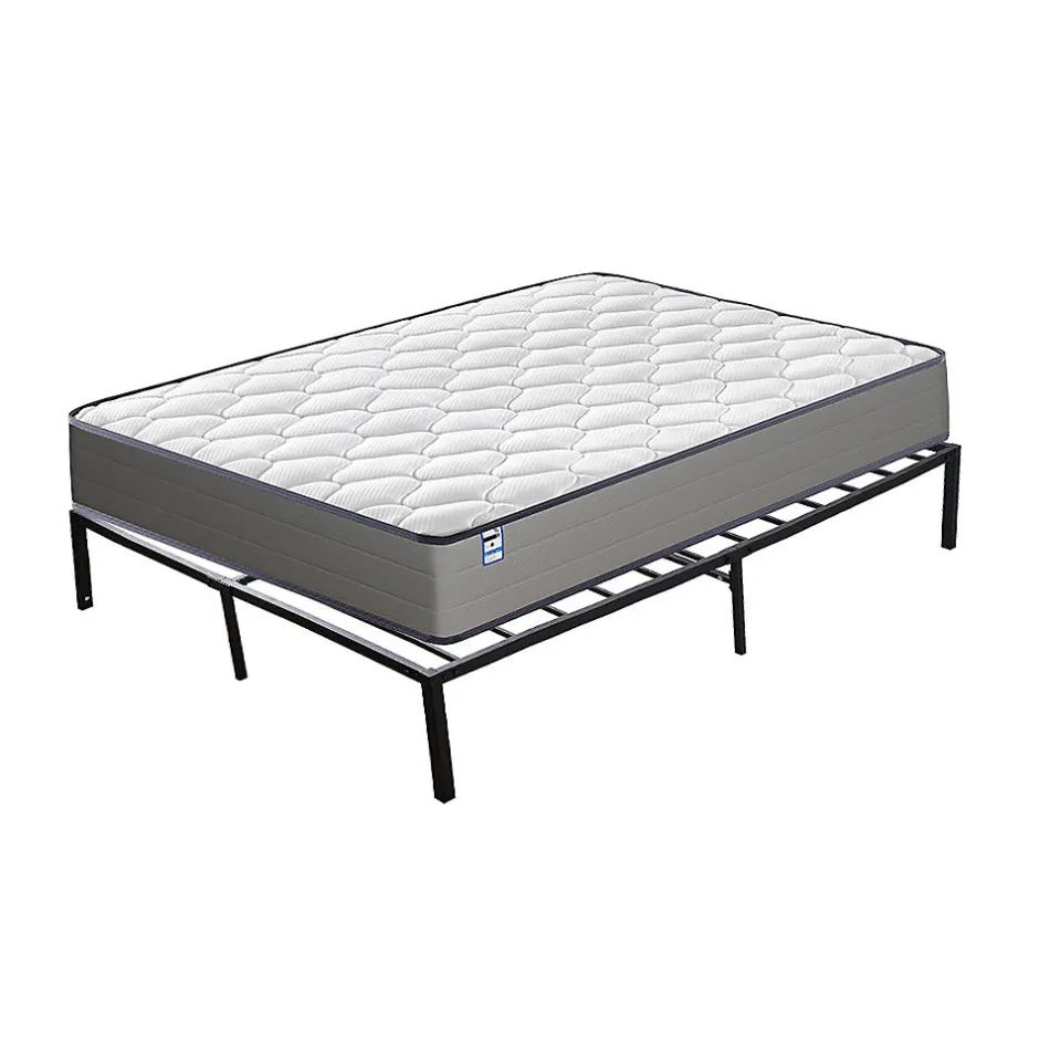 Teeno Ensemble 140x190 cm Matelas à ressorts + cadre de lit en métal de, Epaisseur du Matelas 20cm