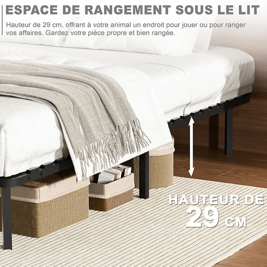 Teeno Ensemble 140x190 cm Matelas à ressorts +Sommier à Lattes sur Pieds, Epaisseur du Matelas 30cm