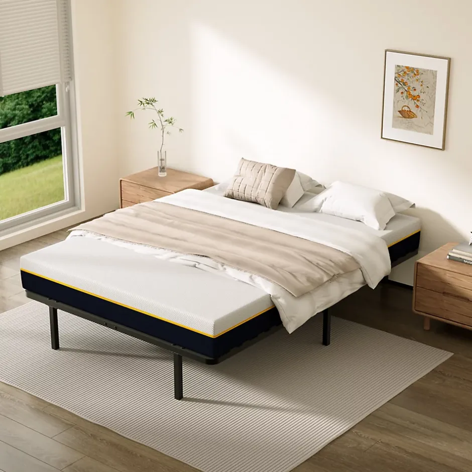 Teeno Ensemble 140x190 cm Matelas double en mousse de 17 cm + sommier à lattes Sale