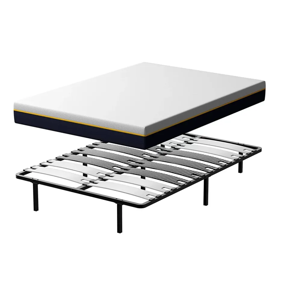 Teeno Ensemble 140x190 cm Matelas double en mousse de 17 cm + sommier à lattes Sale