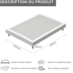 Teeno Ensemble 160x200 cm Matelas en Mousse+ Lit Sommier Tapissier Déco, Epaisseur du Matelas 22cm