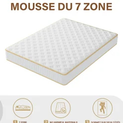 Teeno Ensemble 140x190 cm Matelas Mousse + Sommier à Lattes, Epaisseur du Matelas 18 cm