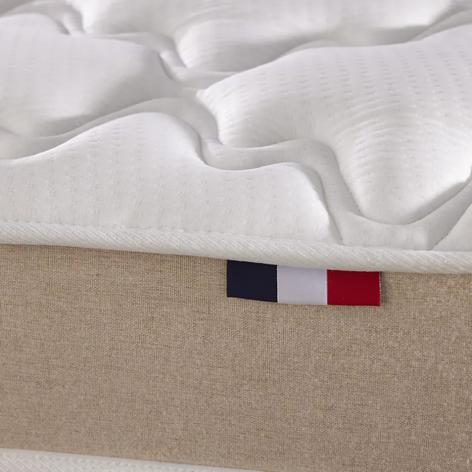 Idliterie Ensemble 180x200 Matelas polylatex 80 kg/m3 et sommier tapissier beige New