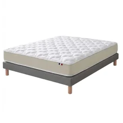 Idliterie Ensemble 1400x200 Matelas polylatex 80 kg/m3 et sommier tapissier beige Best