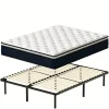 Teeno Ensemble 140x190cm Matelas à ressorts +Sommier à Lattes sur Pieds, Epaisseur du Matelas 25cm