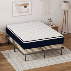 Teeno Ensemble 140x190cm Matelas à ressorts +Sommier à Lattes sur Pieds, Epaisseur du Matelas 25cm