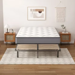 Teeno Ensemble 140x190cm Matelas à ressorts +Sommier à Lattes sur Pieds, Epaisseur du Matelas 20cm