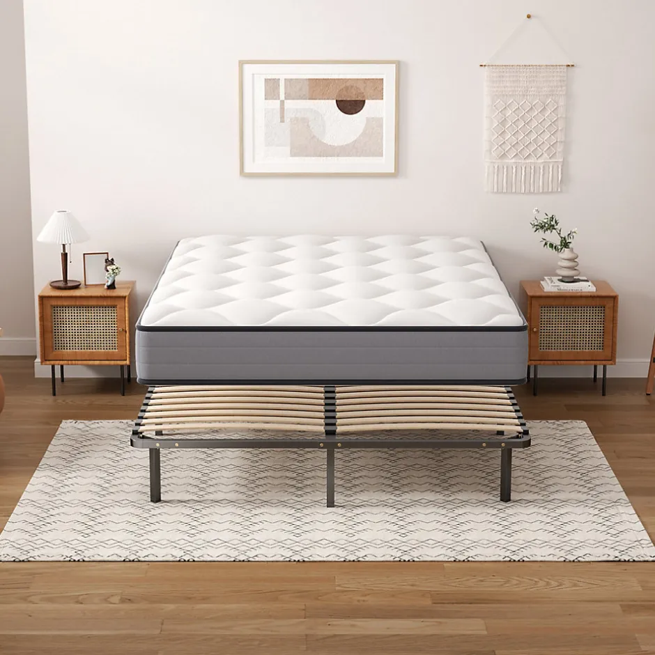 Teeno Ensemble 140x190cm Matelas à ressorts +Sommier à Lattes sur Pieds, Epaisseur du Matelas 20cm
