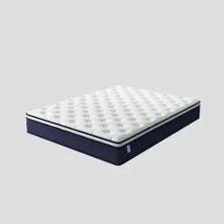 Teeno Ensemble 140x190cm Matelas à ressorts + Cadre de lit Plateforme Capitonné, Epaisseur du Matelas 20cm